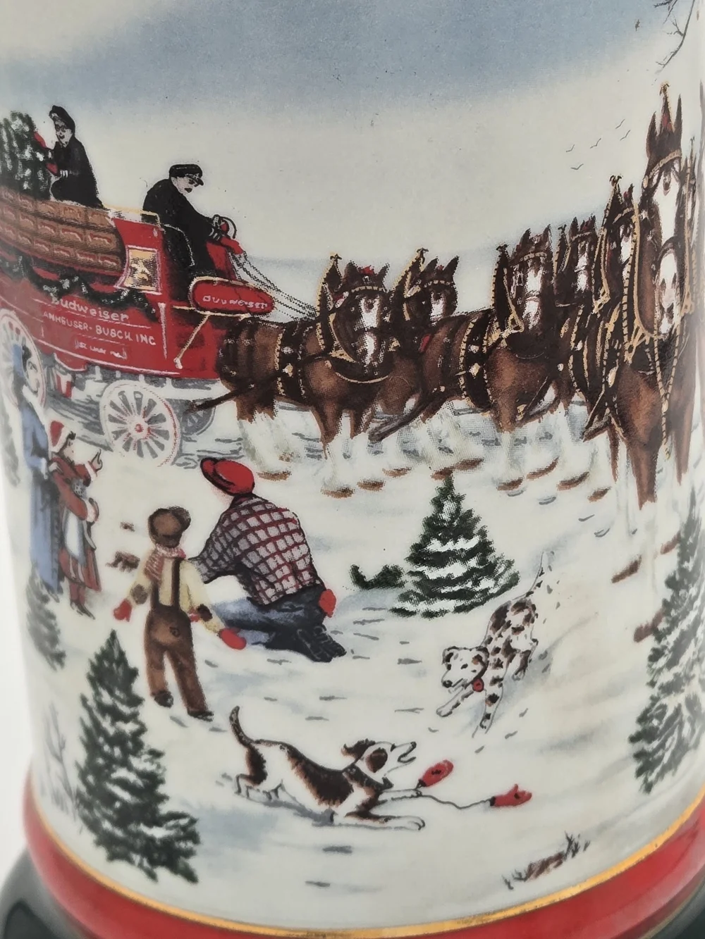 1991 Budweiser Clydesdale Holiday Ceramic Beer Stein 